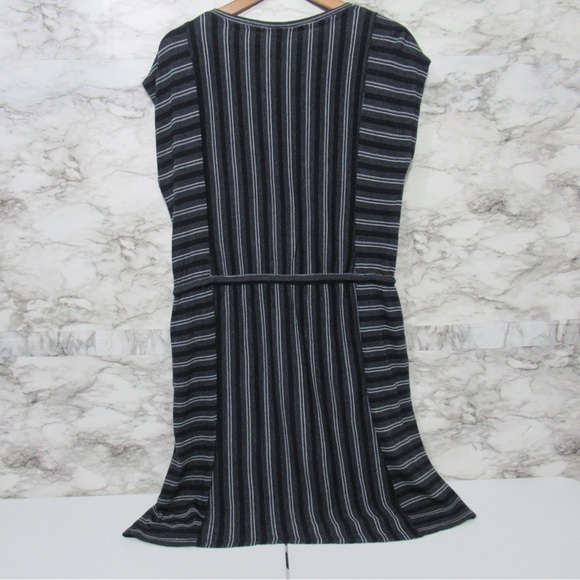 Lucky Brand Jacquard Blue Striped Casual Dress With Pockets Size Medium - Picture 4 of 13